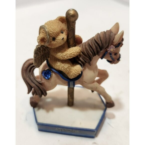 Vtg Enesco 2000 Cherished Teddies Birth Month Carousel Horse September Figurine - Picture 3 of 10